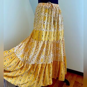Small Yellow Ruffled Tiered Skirt